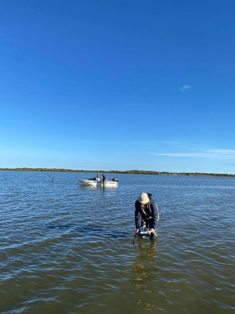 Sample taking in the Coorong